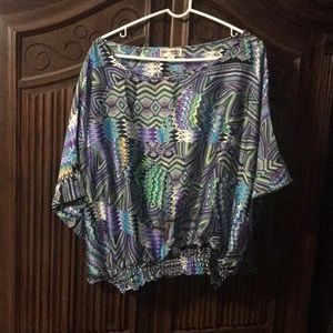 Vibrantly-Colored Angel-Winged Silky Blouse